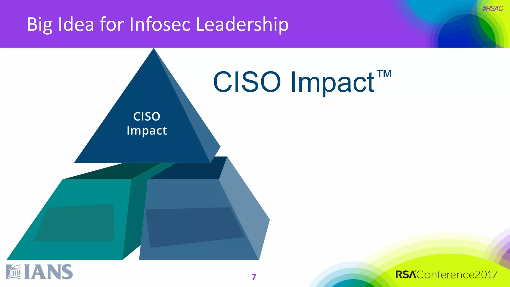 #RSAC
7
Big Idea for Infosec Leadership
CISO Impact™
 