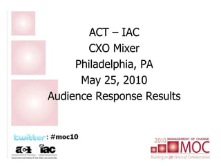 ACT – IAC CXO Mixer Philadelphia, PA May 25, 2010 Audience Response Results 