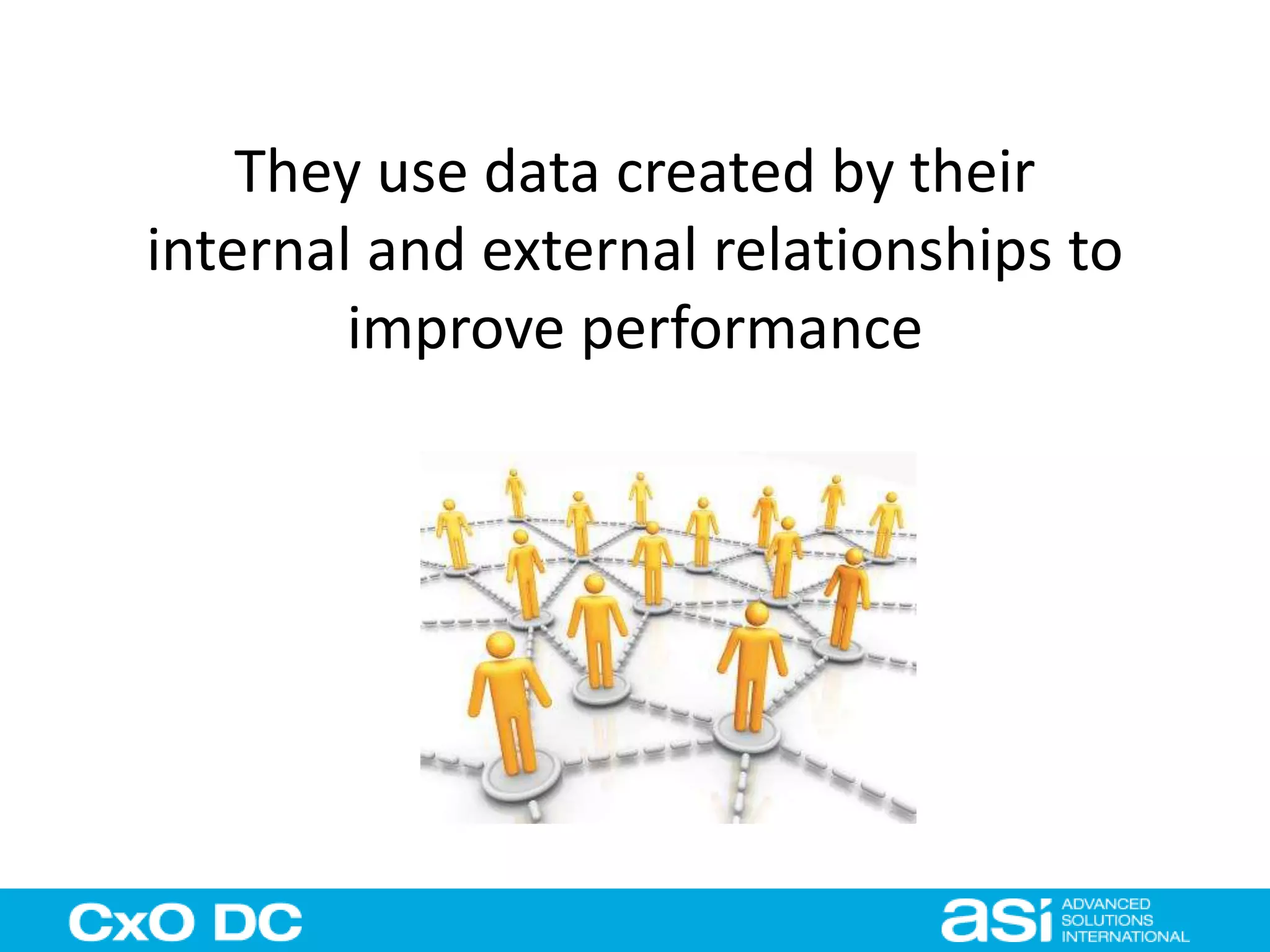 They use data created by their 
internal and external relationships to 
improve performance 
 