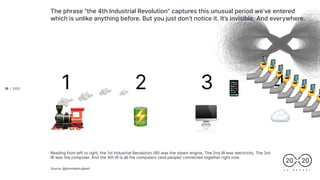 | 2020
C X . R E P O R T
20 20
15
The phrase “the 4th Industrial Revolution” captures this unusual period we’ve entered
wh...