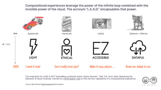 | 2020
C X . R E P O R T
20 20
41
Computational experiences leverage the power of the infinite loop combined with the
invi...