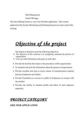 Internet mail system java project | DOC