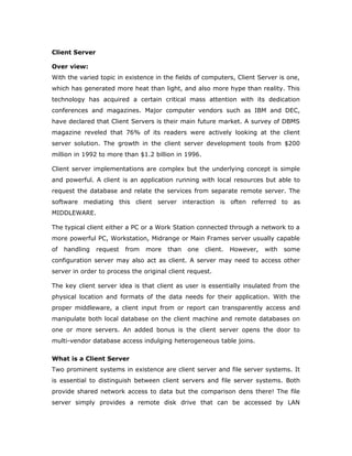 Client Server
Technologies
 