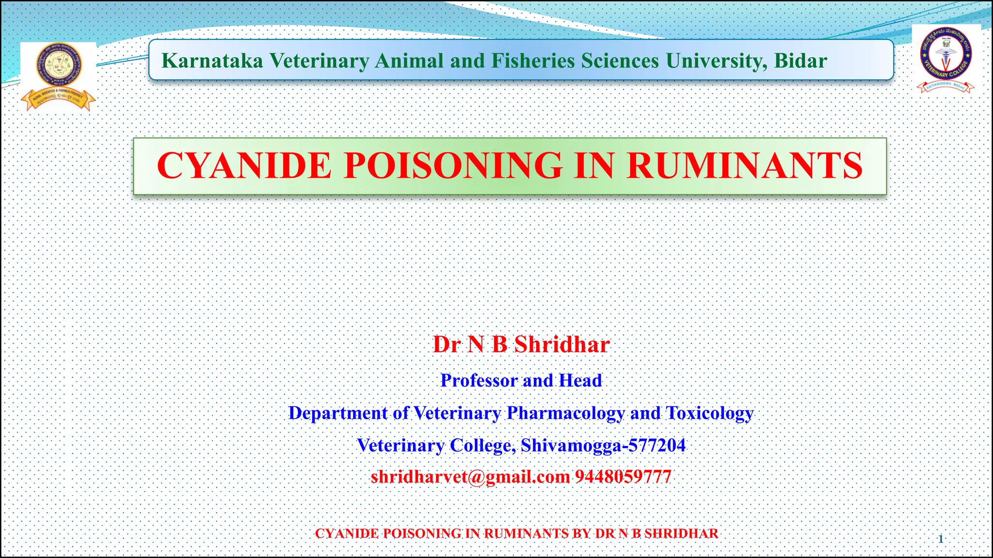 HYDROCYANIC ACID TOXICITY IN RUMINANTS BY DR N B SHRIDHAR | PDF