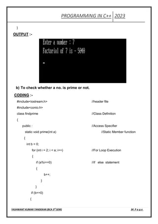 c++ practical Digvajiya collage Rajnandgaon | PDF