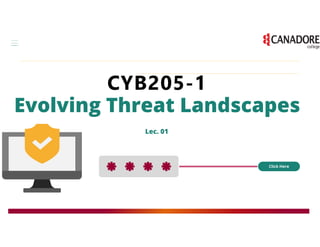 Click Here
CYB205-1
Evolving Threat Landscapes
Lec. 01
 