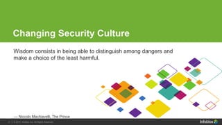 21 | © 2013 Infoblox Inc. All Rights Reserved.21 | © 2015 Infoblox Inc. All Rights Reserved.
Changing Security Culture
Wisdom consists in being able to distinguish among dangers and
make a choice of the least harmful.
— Niccolo Machiavelli, The Prince
 