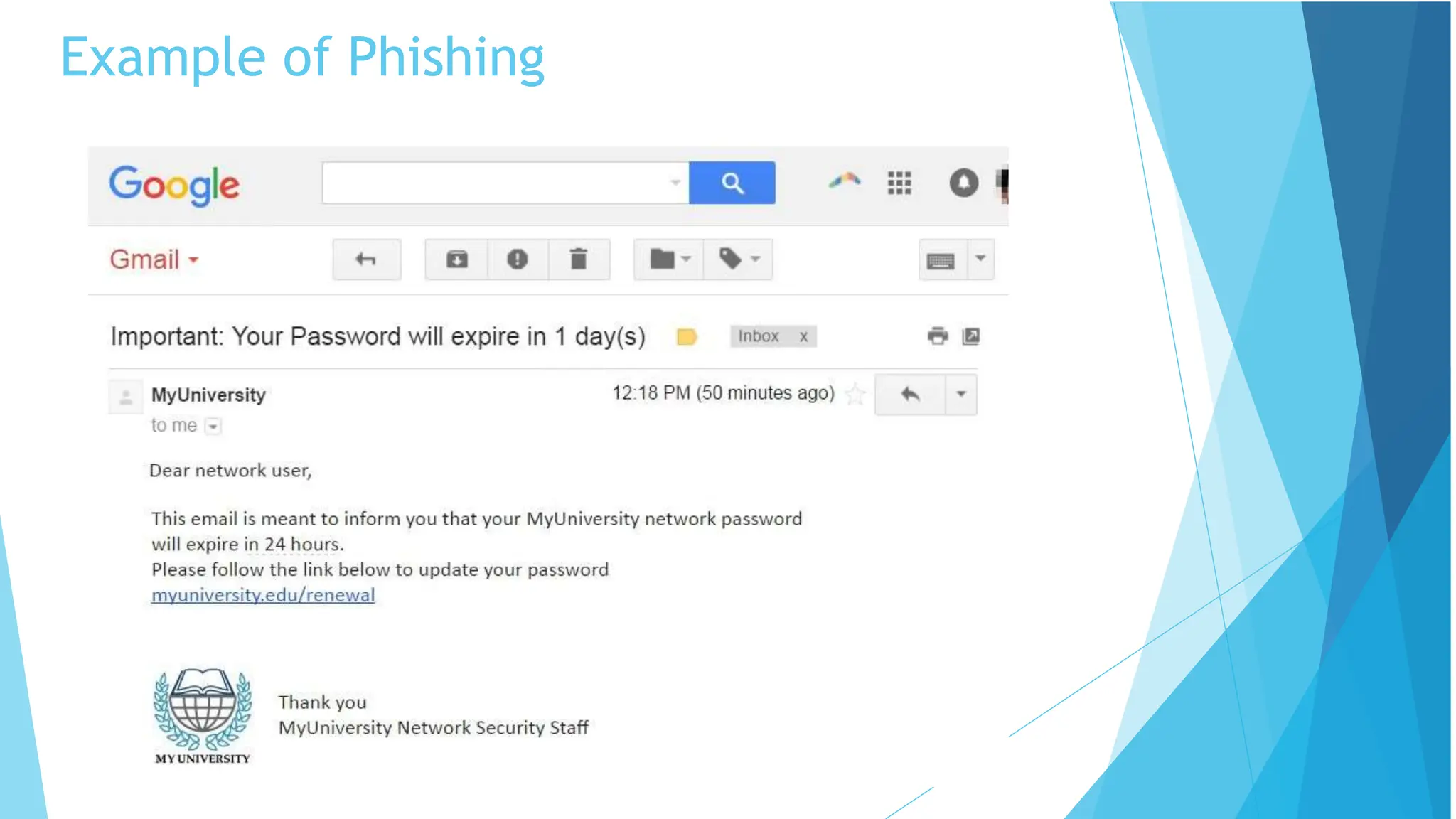 Example of Phishing
 
