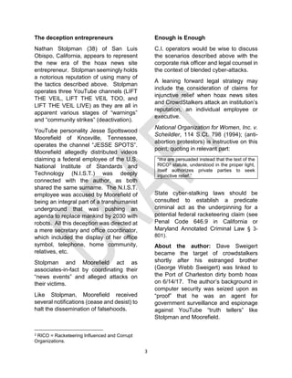 Application of Racketeering Law to Suppress CrowdStalking Threats | PDF