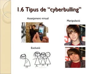 1.6 Tipus de “cyberbulling” Assetjament virtual Manipulació Exclusió 