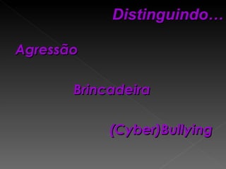 Agressão  Brincadeira  (Cyber)Bullying Distinguindo… 