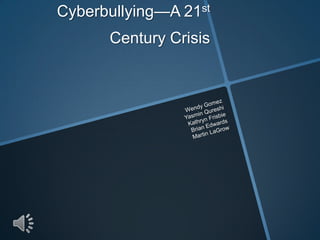 Cyberbullying—A 21st
      Century Crisis
 