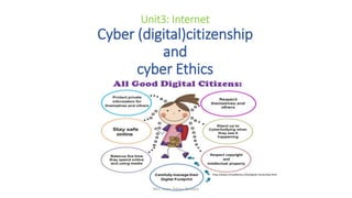 Unit3: Internet
Cyber (digital)citizenship
and
cyber Ethics
Mrs. Imen Tekaya Bouaziz
http://www.virtuallibrary.info/digital-citizenship.html
 