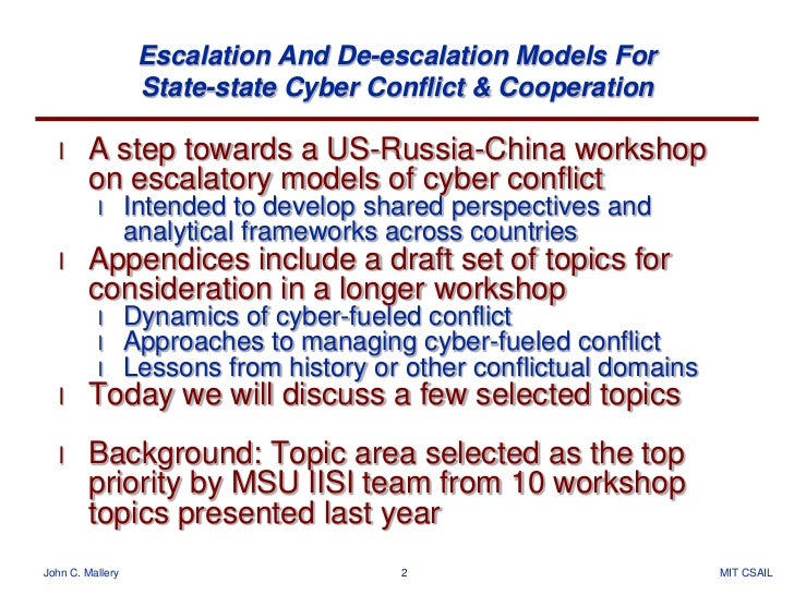 Models Of Escalation And De Escalation In Cyber Conflict