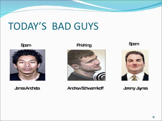 James Ancheta Andrew Schwarmkoff Jeremy Jaynes Spam Phishing Spam 