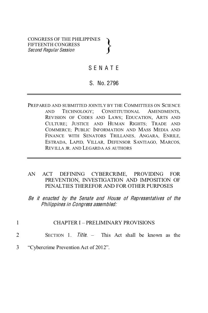 The Philippine Cybercrime Prevention Act of 2012