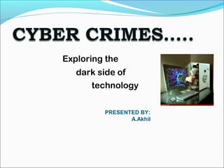 PRESENTED BY:
A.Akhil
dark side of
Exploring the
technology
 