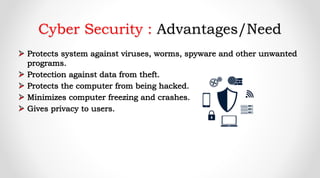 Cyber Security : Advantages/Need
 