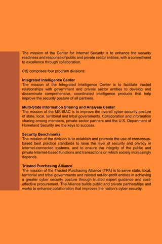 Cyber Crime Multi-State Information Sharing and Analysis Center | PDF