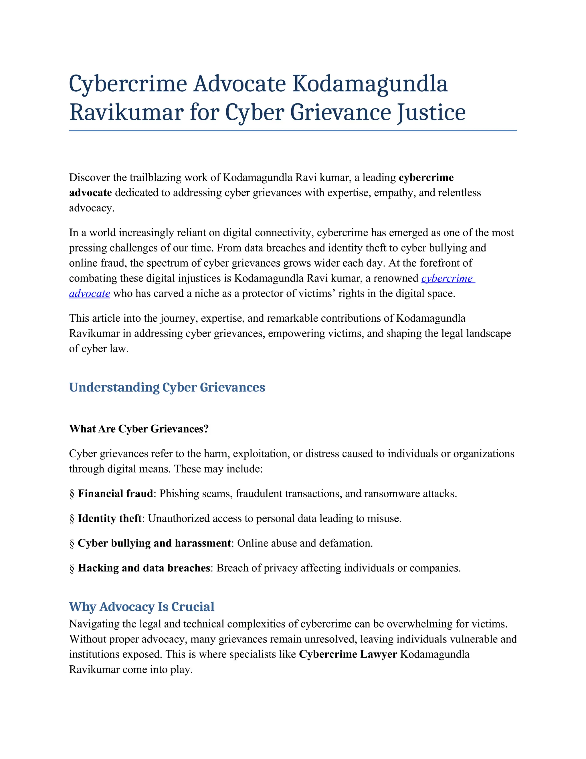 Cyber Attack Ravi Cyber crime Advocate Kodamagundla Ravi Kumar for Cyber Grievance ...