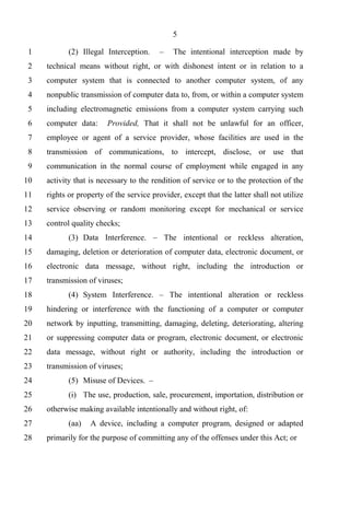Cybercrime Bill (House Bill 5808) | PDF