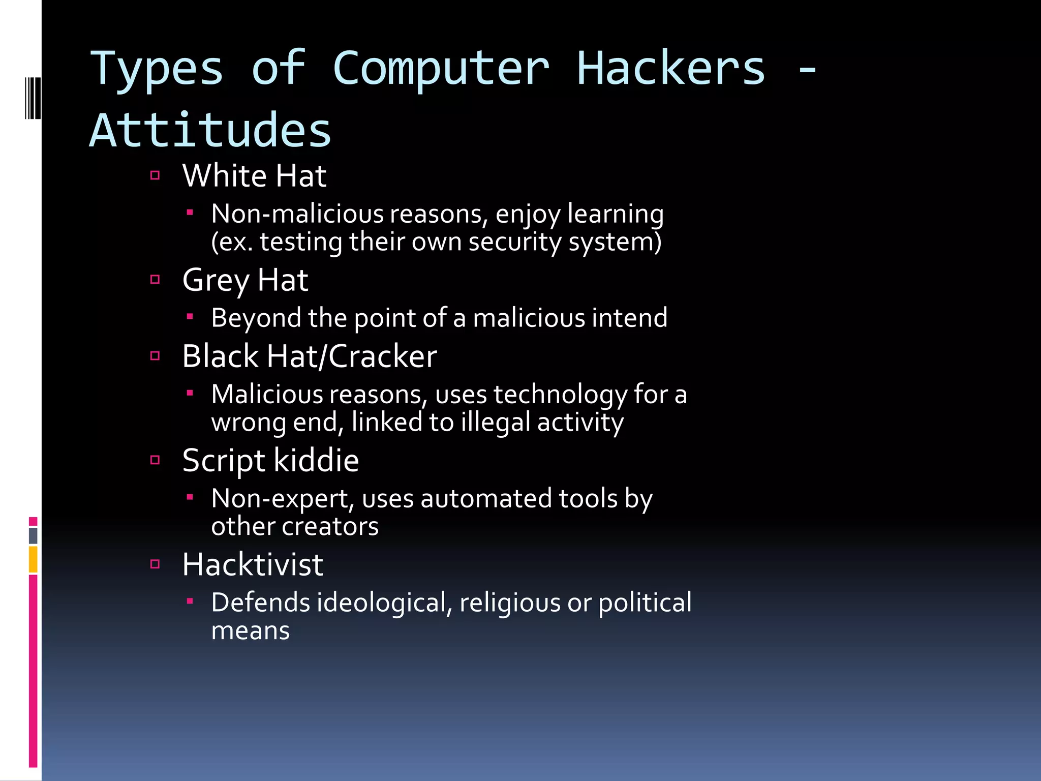 Types of Computer Hackers - AttitudesWhite Hat