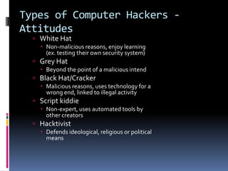 Types of Computer Hackers - AttitudesWhite Hat