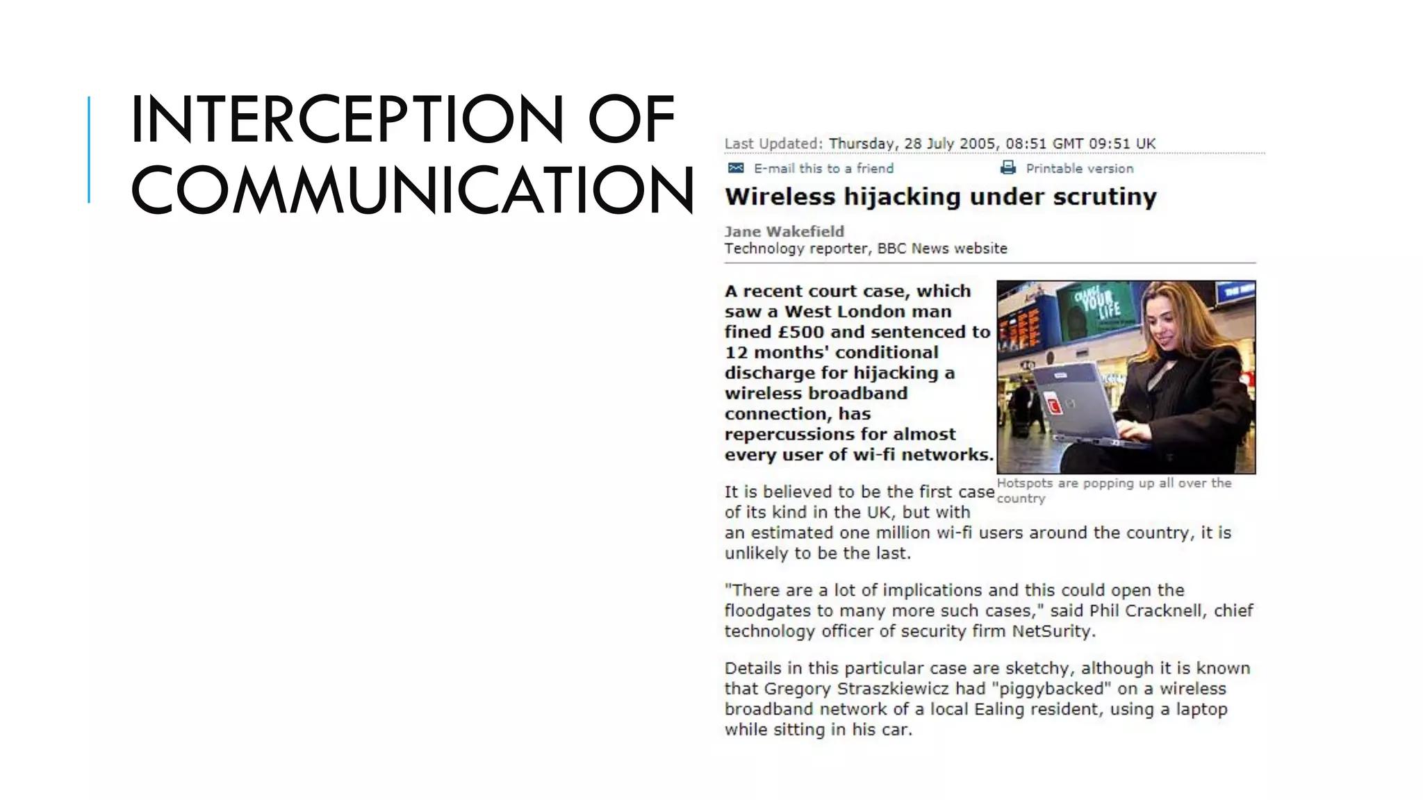 INTERCEPTION OF
COMMUNICATION
 