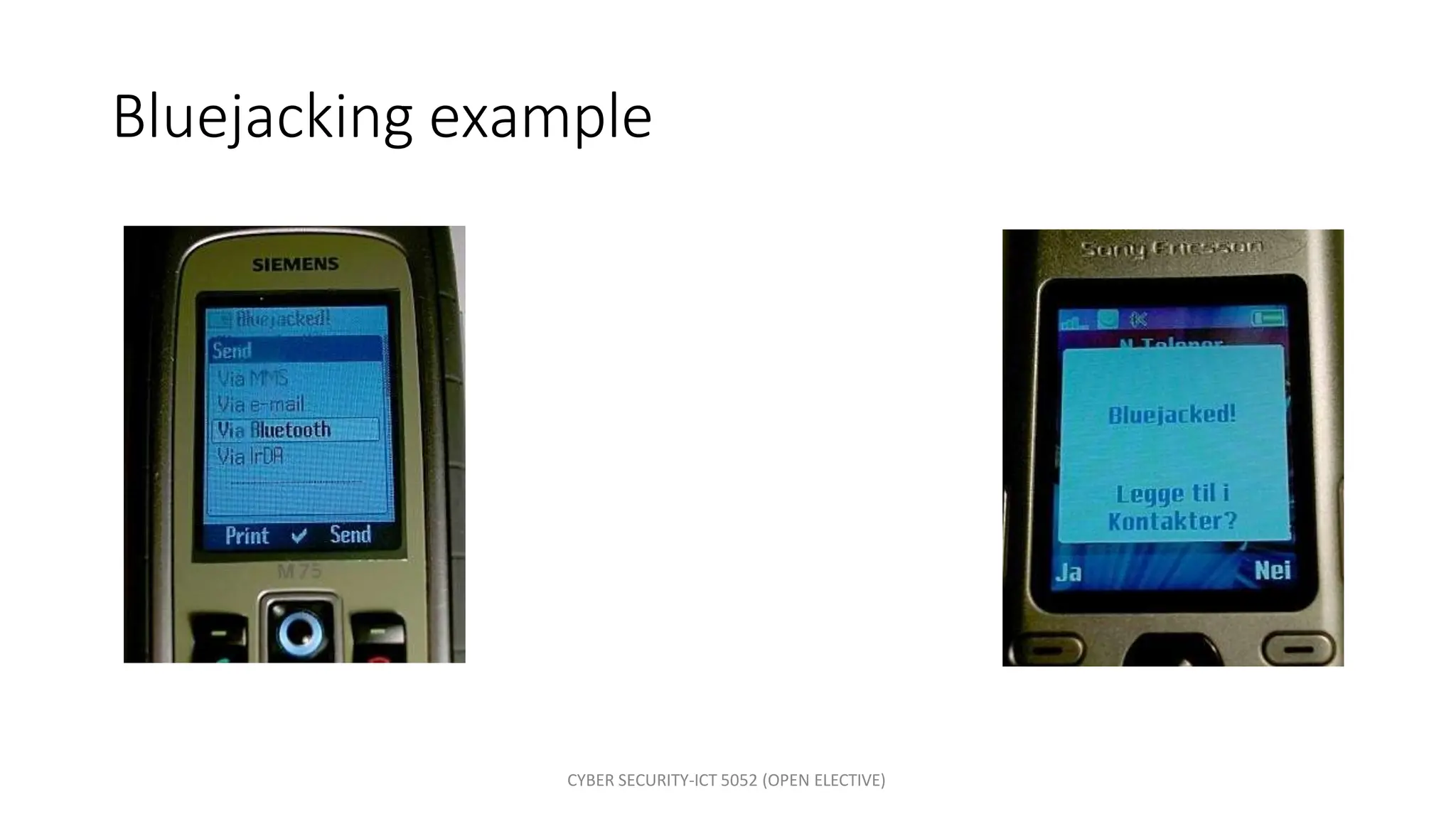 Bluejacking example
CYBER SECURITY-ICT 5052 (OPEN ELECTIVE)
 