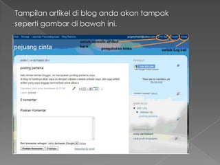 Tampilan artikel di blog anda akan tampak
seperti gambar di bawah ini.
 