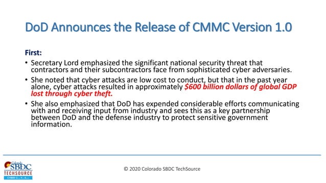 Cybersecurity Maturity Model Certification | PDF