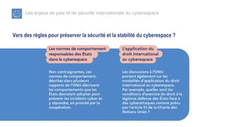 Les enjeux de paix et de sécurité internationale du cyberespace
Vers des règles pour préserver la sécurité et la stabilité du cyberespace ?
 