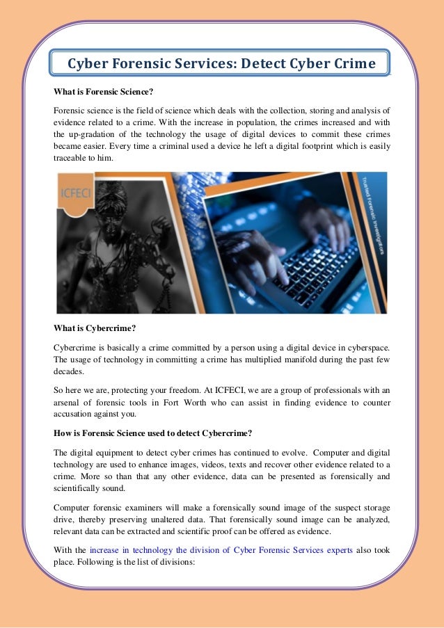 Cyber Forensic Services Detect Cyber Crime - 