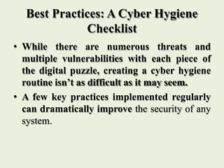 Good Computer Hygiene cyberhygiene regular hygien of computer at office | PPTX