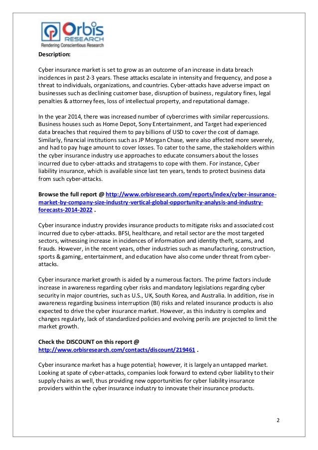 Global Cyber Insurance Market 20142022 Forecast Research