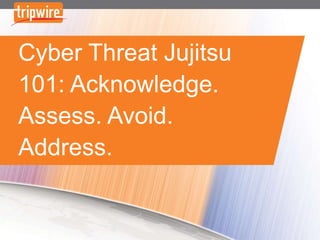 Cyber Threat Jujitsu
101: Acknowledge.
Assess. Avoid.
Address.
 