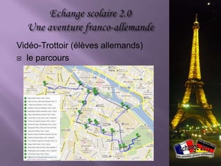 1. L‘échange 2012
2. Questions légales
3. Les projets
   a) Blog
   b) Vidéo-Trottoir
   c) La Gazette de la Rive Gauche
4. Chronologie (enseignants & élèves)
5. Résultats
6. Difficultés
7. L‘échange 2013
 