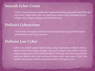 Cyber law dan cyber crime di indonesia | PPT