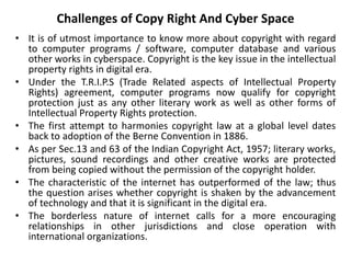 IPR – An Overview, Copyright Issues in Cyberspace | PPTX
