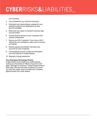 Security Liability Risk Cyber liability and cyber security | PDF