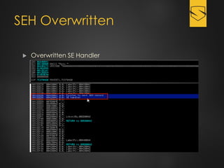 SEH Overwritten
 Overwritten SE Handler
 