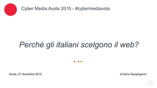 www.slideproject.com 11
Perchè gli italiani scelgono il web?
Cyber Media Avola 2015 - #cybermediavola
di Ilaria SangregorioAvola, 27 dicembre 2015
 