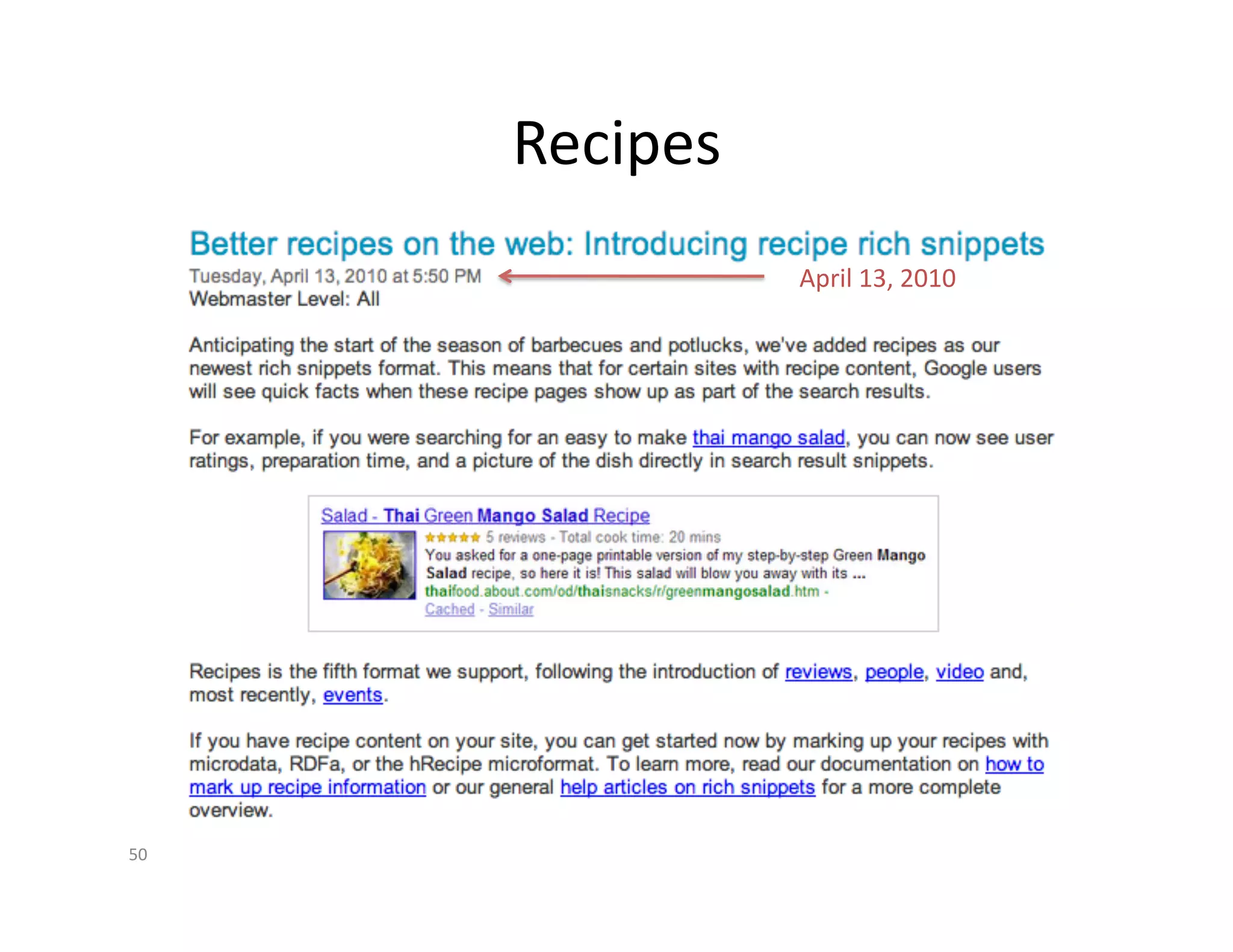 Recipes	
  
                       April	
  13,	
  2010	
  




50	
  
 