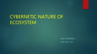 CYBERNETIC NATURE OF
ECOSYSTEM
AJAY DOMINIC V
ROLL NO : 251
 