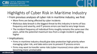 Highlights of Cyber Risk in Maritime Industry
• From previous analyses of cyber risk in maritime industry, we find:
• More...