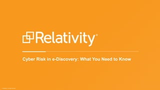 © Relativity. All rights reserved.
Cyber Risk in e-Discovery: What You Need to Know
 