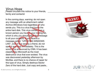 © 2014 JurInnov, Ltd. All Rights Reserved 9
Virus Hoax
 