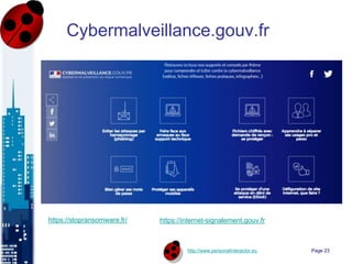 http://www.personalinteractor.eu
Cybermalveillance.gouv.fr
Page 23
https://stopransomware.fr/ https://internet-signalement.gouv.fr
 