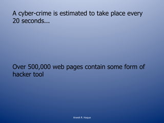A cyber-crime is estimated to take place every
20 seconds...	
  	
  
	
  
	
  
	
  
	
  
	
  
Over 500,000 web pages conta...