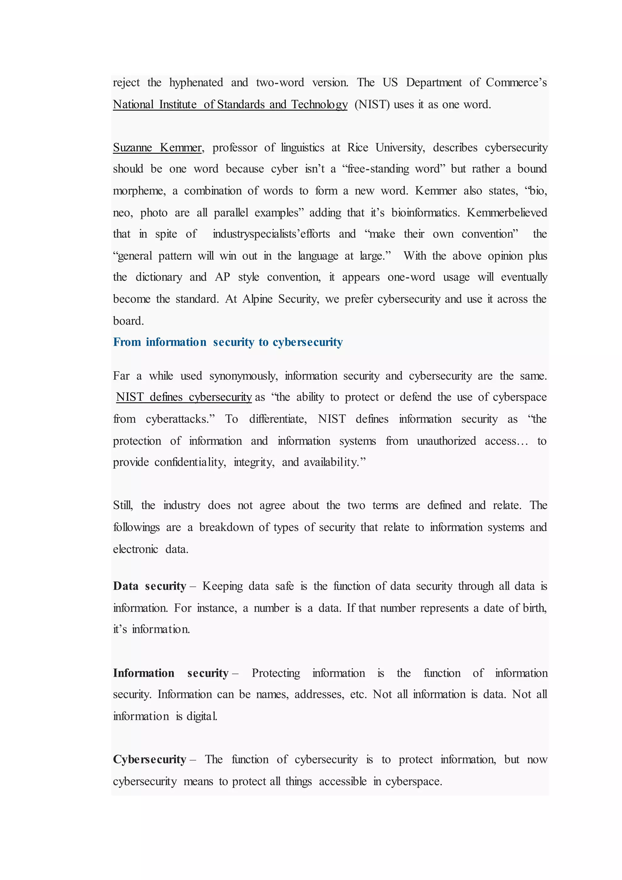 Cyber security | DOCX